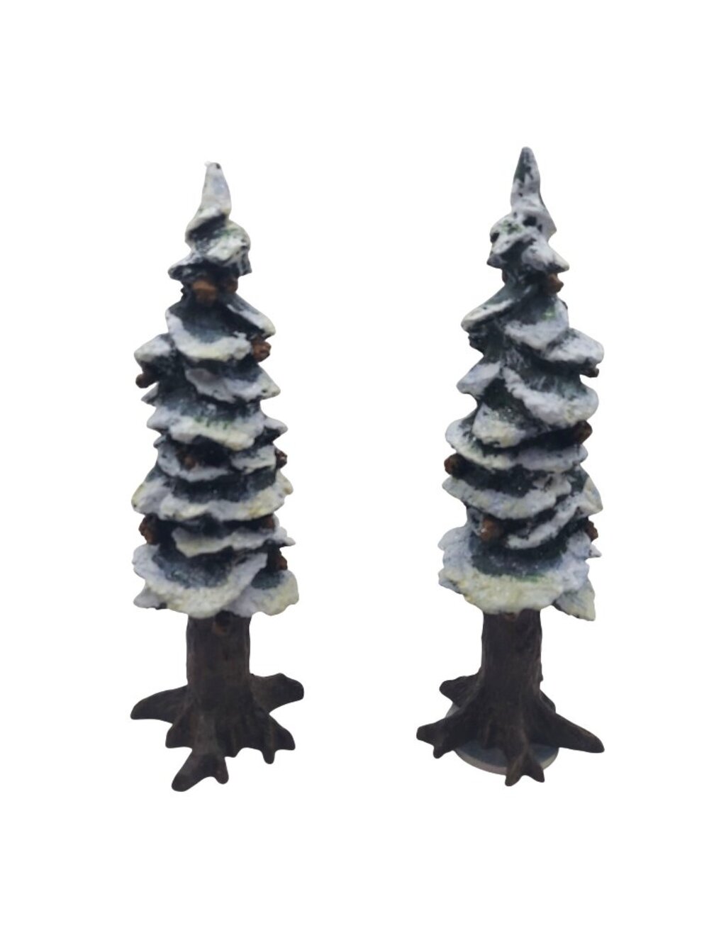 Department 56 Village Pole Pine Tree 8"  Porcelain Figurines Set of 2 Christmas